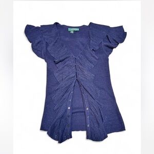 Ralph Lauren Navy %100 Linen Cottagecore Top